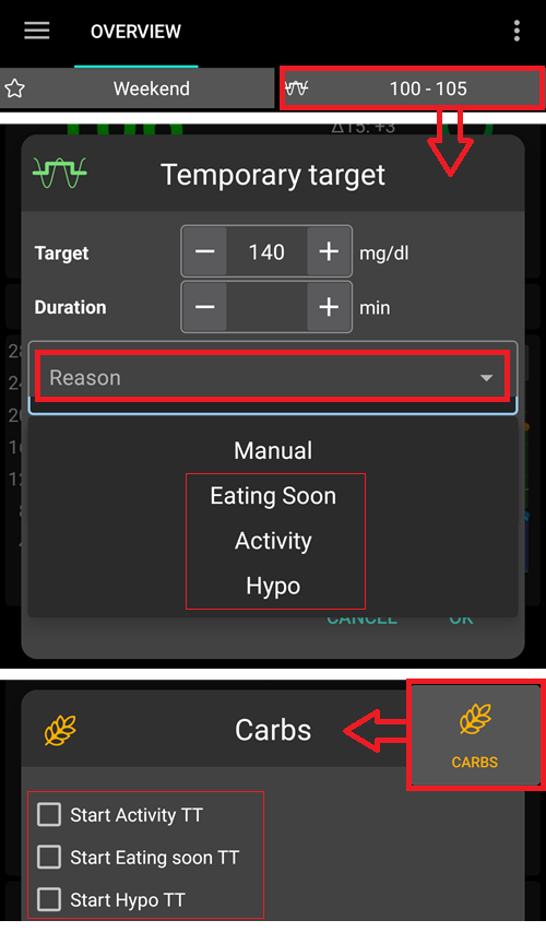 Preferences > Use default temp targets