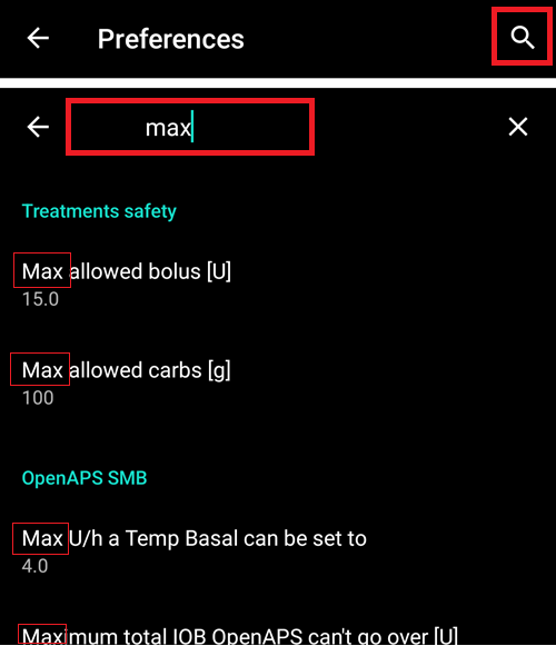 Preferences filter